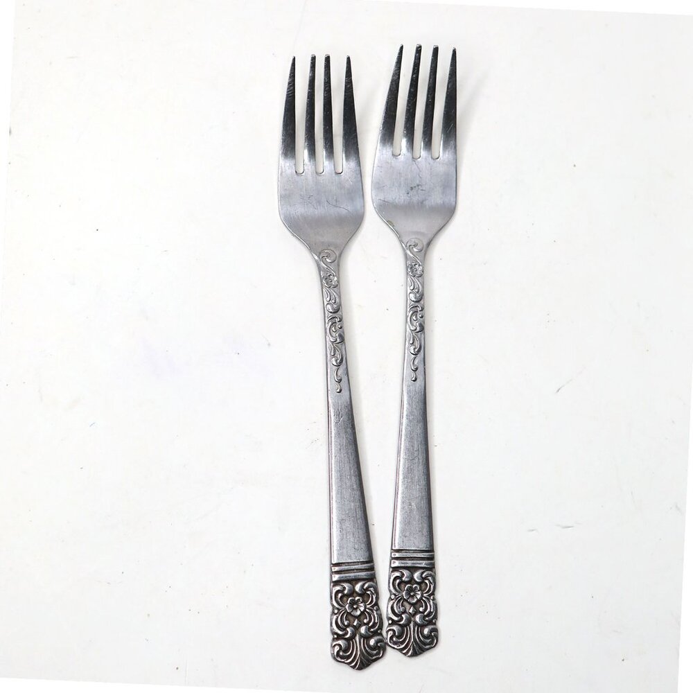 Vintage Ornate Levco Stainless Steel Forks (set of 2) - Japan Floral Cutlery